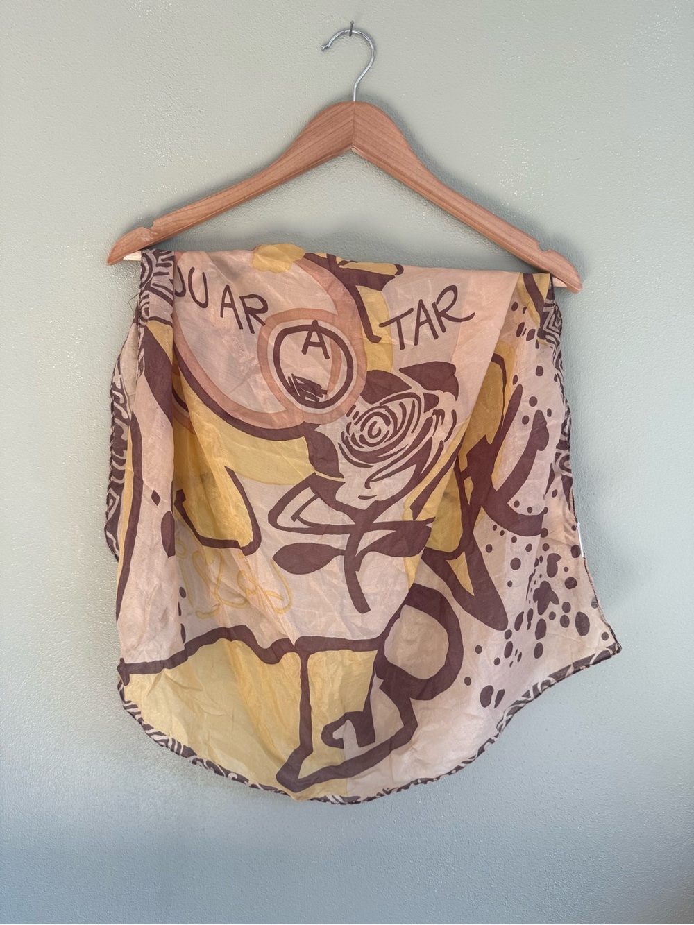Square Yellow & Brown Silk Scarf